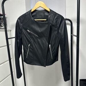 Blank NYC Black Faux Leather Moto Jacket Cropped Zip Up Women’s Small